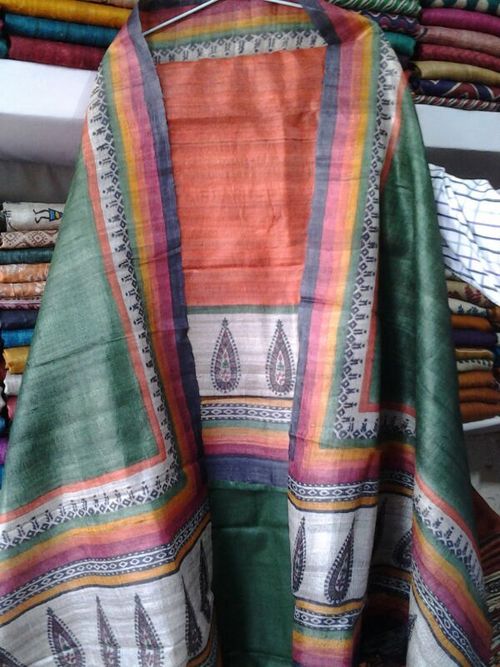 fine tussar silk suits with worli prints