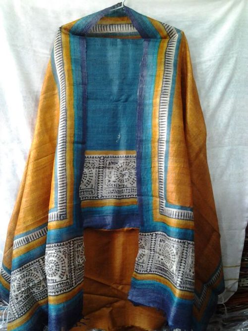 fine tussar silk suits with worli prints