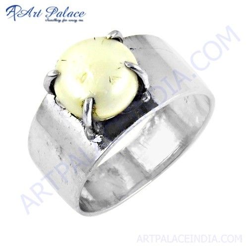 Precious Antique Pearl Gemstone Silver Ring