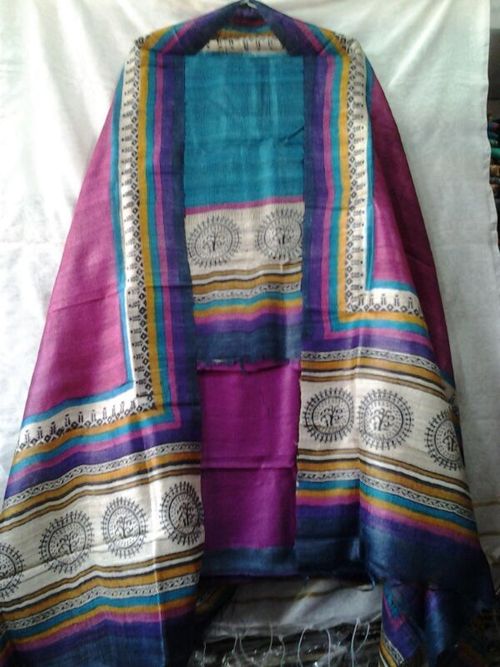 fine tussar silk suits with worli prints