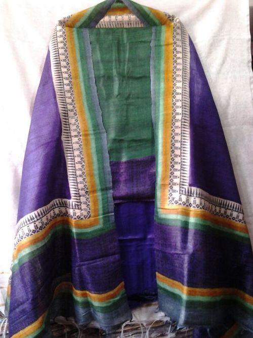 fine tussar silk suits with worli prints