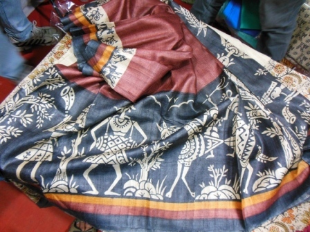 Gitcha tussar silk sarees with worli prints