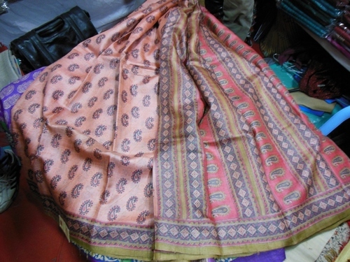 Gitcha Tussar Silk Sarees with Worli Prints - 6.5m Length, Pure Silk, Hand-Block Printed, Custom Colors, Ethically Made