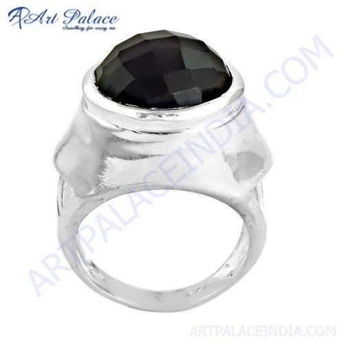 Midnight Black Onyx Gemstone Silver Ring