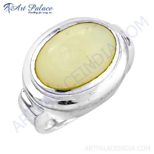 New Natural Mother Of Pearl Gemstone Silver Ring