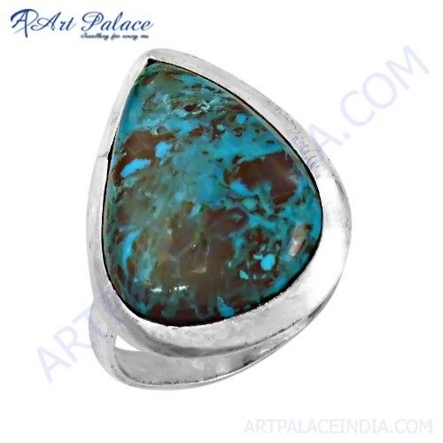 Traditional Pear Shape Turquoise Gemstone Silver Ring