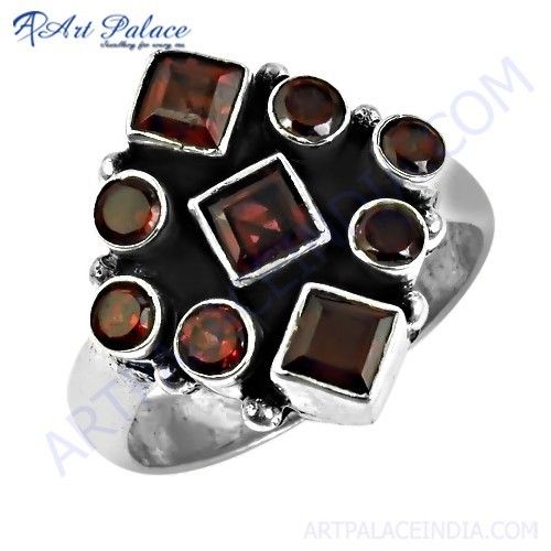 New Fashionable Garnet Artisan Gemstone Silver Ring