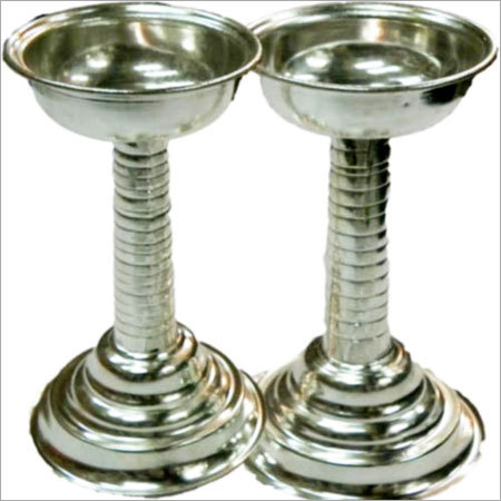 German Silver Plated Pooja Lamp
