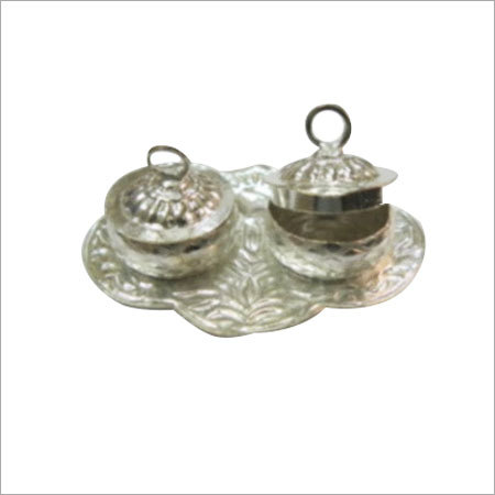 White Metal Kumkum Box