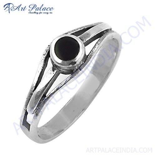 New Fashionable Nightlife Black Onyx Gemstone Silver Ring