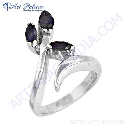 Celeb Style Iolite Gemstone Silver Ring For Women's