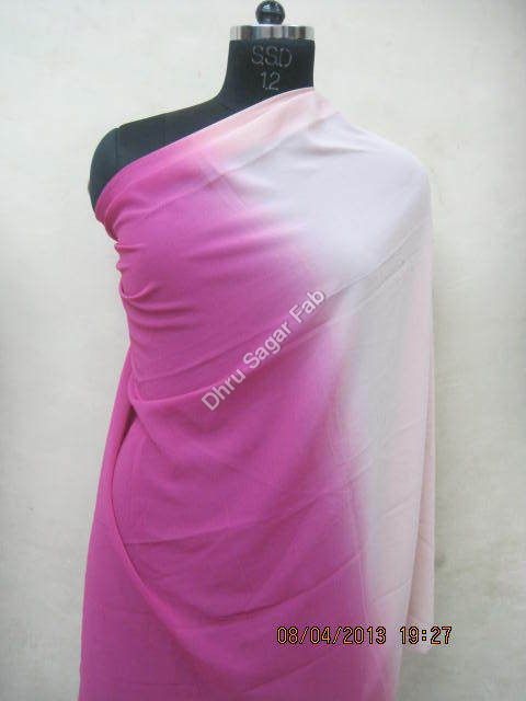 Washable Polyester Georgette Shaded-(Ombre Print)