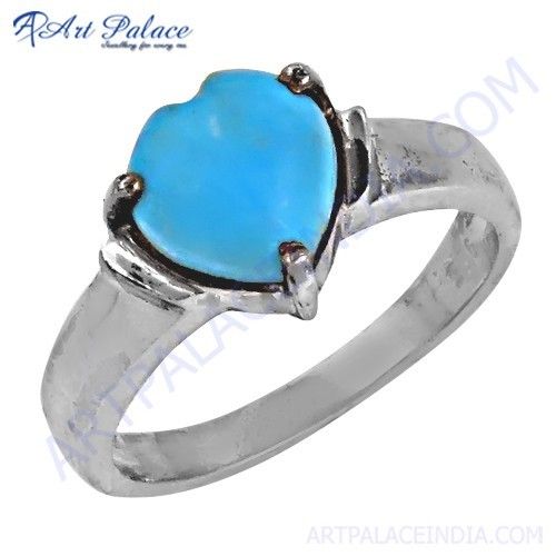 Latest Eternal Heart Synthetic Turquoise Gemstone Silver Ring