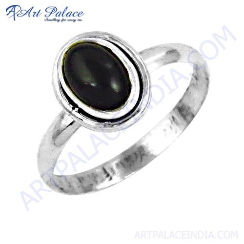 Elegant Fancy Black Onyx Gemstone Silver Ring