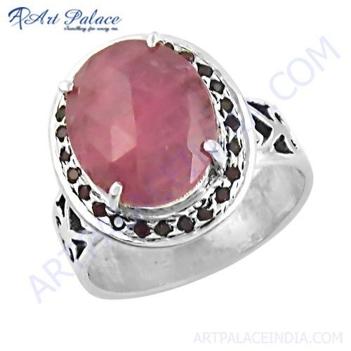 Precious Antique Ruby Gemstone Silver Ring