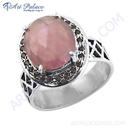 Latest Luxury Ruby Gemstone Silver Ring