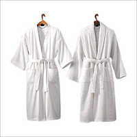 Cotton Waffle Bathrobe - Cotton Waffle, Multiple Sizes, White - Comfortable Fit, Durable Fabric, High Absorbent, Soft Texture, Two Pockets, Easy Care