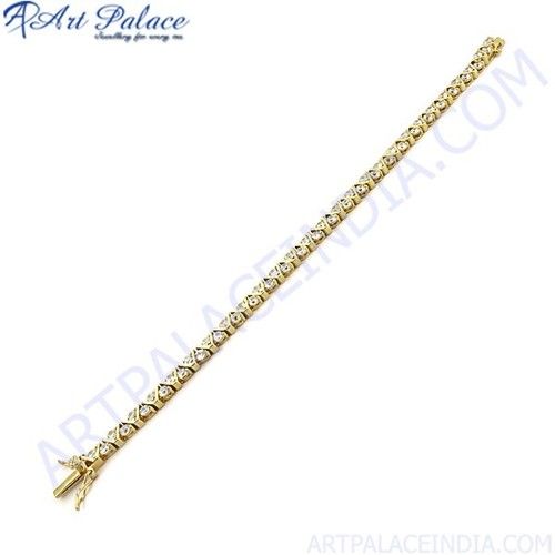 Sensational Cubic Zirconia Gold Plated Silver Bracelet