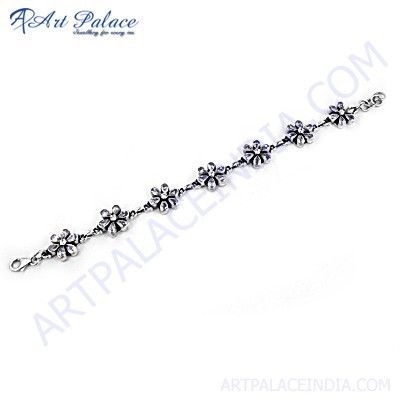 Graceful Cubic Zirconia Gemstone Silver Bracelet