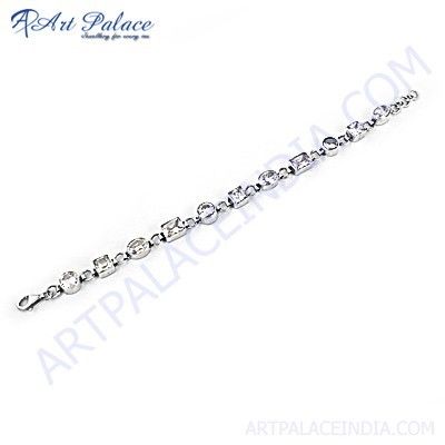 New Fashionable Cubic Zirconia Gemstone Silver Bracelet