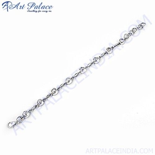 High Quality Cubic Zirconia Gemstone Silver Bracelet
