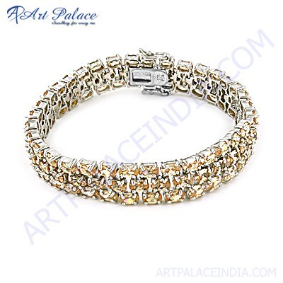 Sensational Pitch Zirconia Gemstone Silver Bracelet