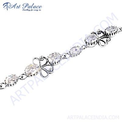 Lastest Luxury Cubic Zirconia Gemstone Silver Bracelet