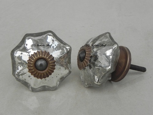 Antique Silver Glass Knob