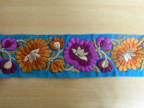 Embroidery Fancy Laces - Silk Thread, 2 Inches, Blue | Floral Embroidery, Elegant Designs, Durable Material, Versatile Use