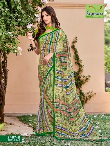 Green Painted Saree