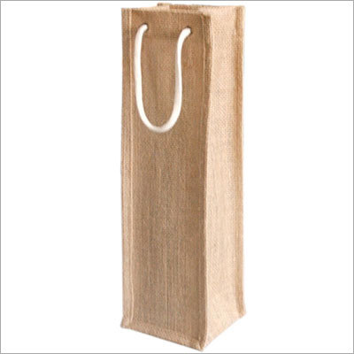Jute Wine Bottle Holder - Jute, 12x4x4 Inches, Brown | Eco-Friendly, Durable, Reusable, Stylish, Cotton Rope Handles