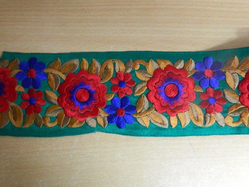 Multi Colour Machine Embroidered Laces - High-Grade Yarn, Variable Width, Custom Length | Floral Design, Intricate Durable Patterns, Customizable