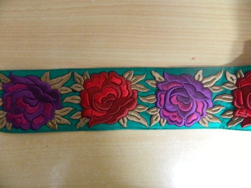 New Embroidered Laces - Polyester 1 Meter Teal, 3D Floral Embroidery, Elegant Durable Design