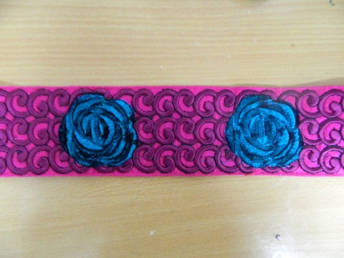 Fancy Embroidery Lace - Polyester, 5cm Width, Pink Floral, Raised Embroidery | Elegant Design, Durable, Intricate, Fine Finishing