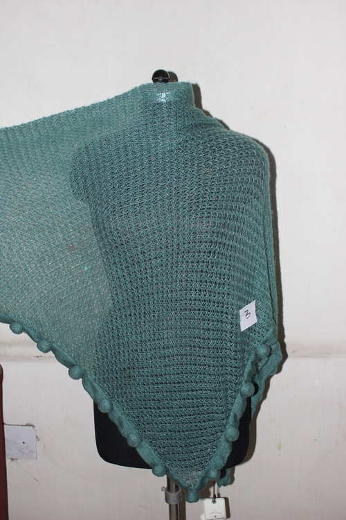 Knits & Woolens - Knit Wool 50x70 cm Green | Soft Texture, Warm, Stylish Design, Lightweight, Pom-Poms