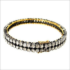 14k Gold and 925 Sterling Silver Diamond Bangle