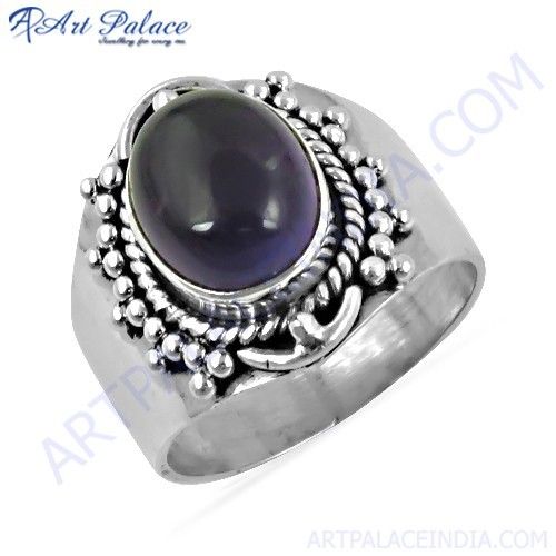 Lastest luxury Amethyst Gemstone Silver Ethnic Work Ring