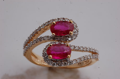 Fine Red Ruby Ring with Diamonds SJ R 648