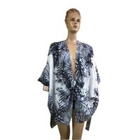 100% Rayon Printed Kimano - Customized Size, Black And White Color | Medium Length, Short Sleeves, Dry Clean Only, Printed Design