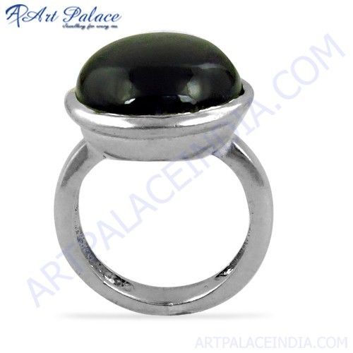 New Natural Big Black Onyx Gemstone Silver Ring, 925 Sterling Silver Jewelry