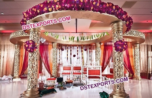 Indian Marriage Golden Carved Mandap