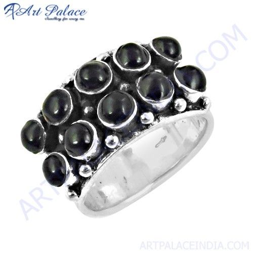 Most Fashionable Black Onyx Gemstone Silver Ring