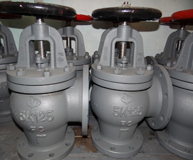 Marine Cast Iron Angle Valves (JIS F7306 5K) - Cast Iron, Flanged Connection, CCS DNV Certified, Corrosion Resistant, Reliable Sealing