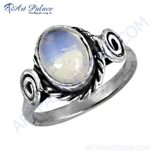 Lastest Luxury Synthetic Opal Gemstone Silver Designer Ring