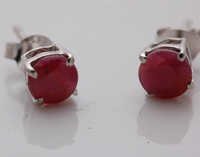 Silver Ruby Stud Earrings - 6mm Round Natural Ruby Gemstone, Sterling Silver | Unisex Design For Parties And Weddings, Customizable And Hallmarked Options Available