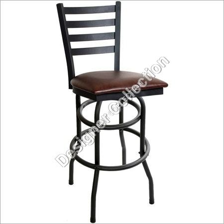 Iron Bar Stool With Brown Finish