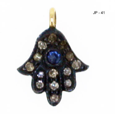 Pave Diamond Hamsa Pendant Charm