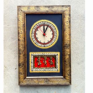 Wall Clock with dokra & wali painted