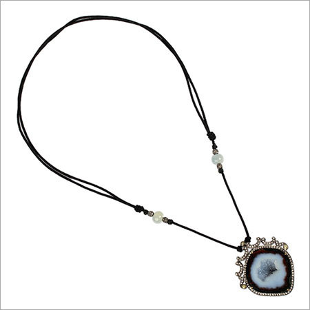 Macrame Necklace Geode Gemstone Jewelry
