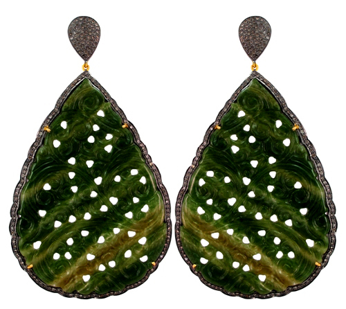 Gold Diamond Carving Earring